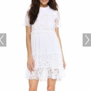 Kendall and Kylie M white babydoll lace shift dress
